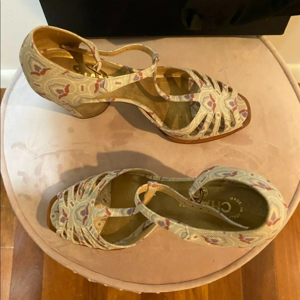 Authentic Chanel Gray Heeled Sandals 39 - Picture 3 of 9